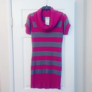 HOT PINK COWL NECK TUNIC